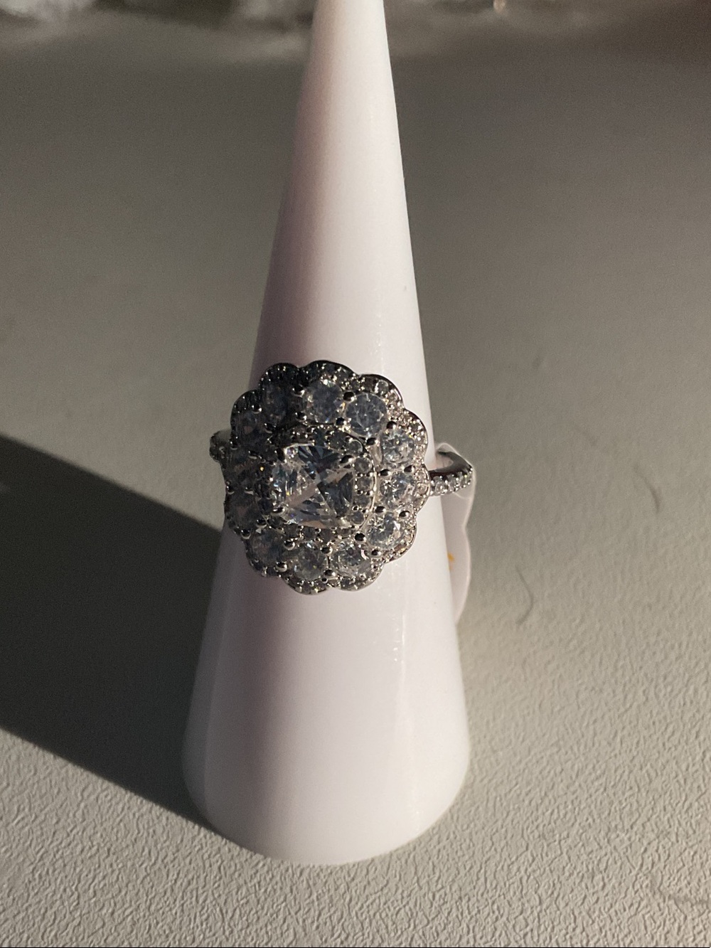 bp Silver-Tone Crystal Flower Cluster Ring